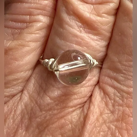 Ring - size 7.25-7.5 - wire wrapped clear round stone. New! Simply beautiful! - Picture 5 of 9